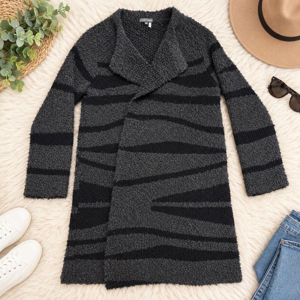 Vince Camuto Womens Knit Cardigan Sweater Size Large Cozy Grey Winter Holiday